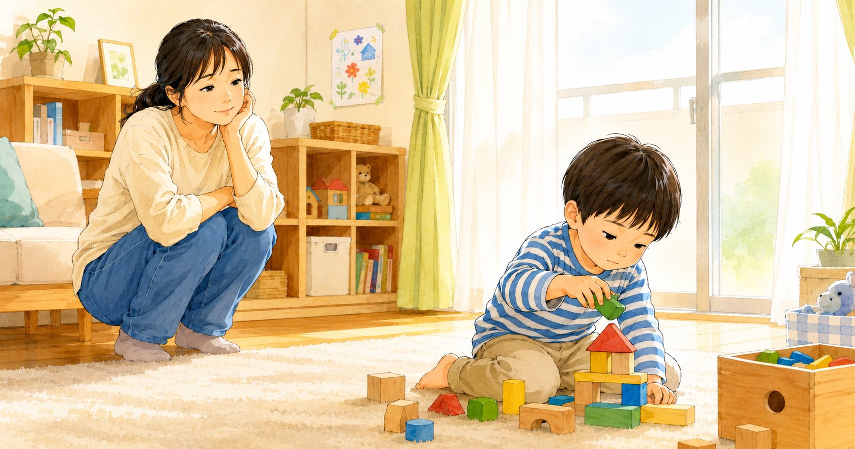 子どもの発達が気になる保護者のイラスト