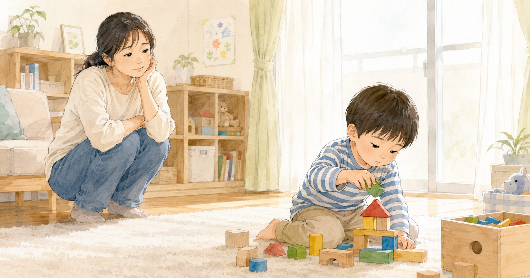 子どもの発達が気になる保護者のイラスト