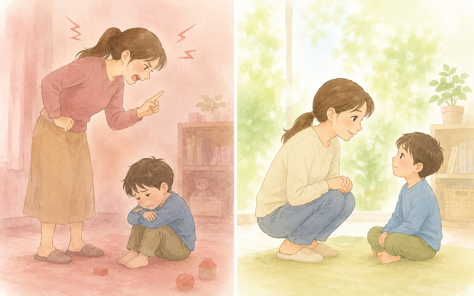 NG声かけとOK声かけの比較イラスト