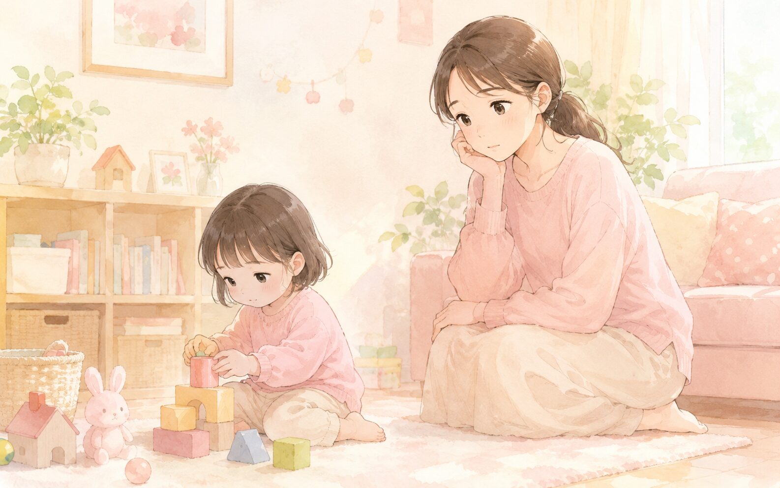 グレーゾーンで悩む保護者のイラスト